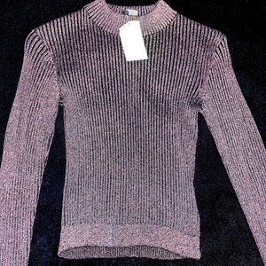 Black/pink glitter Stretchy crop top